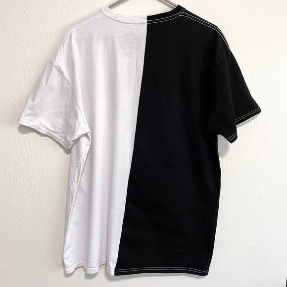 Scream Ghostface Mens Crew Neck T-Shirt Size XL Black White Split Face Halloween - Picture 2 of 11